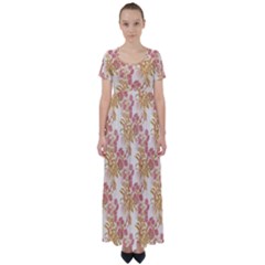 Scrapbook Floral Decorative Vintage High Waist Short Sleeve Maxi Dress by Nexatart