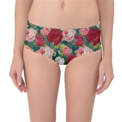 Roses Repeat Floral Bouquet Mid-waist Bikini Bottoms by Nexatart