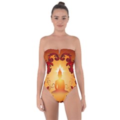 Buddah With Light Effect Tie Back One Piece Swimsuit by FantasyWorld7