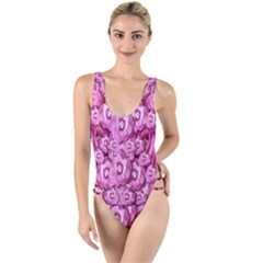 Happy Florals  Giving  Peace Ornate High Leg Strappy Swimsuit by pepitasart