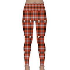 Plaid - Red With Skulls Lightweight Velour Classic Yoga Leggings by WensdaiAmbrose