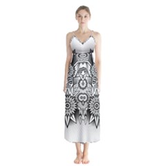 Forest Patrol Tribal Abstract Button Up Chiffon Maxi Dress
