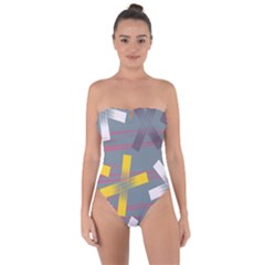 Background Abstract Non Seamless Tie Back One Piece Swimsuit by Pakrebo