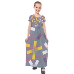Background Abstract Non Seamless Kids  Short Sleeve Maxi Dress by Pakrebo