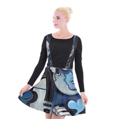 Black & Bleu Suspender Skater Skirt by valvescovi