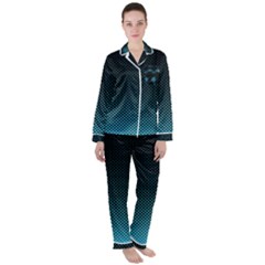 Sharp - Turquoise Halftone Satin Long Sleeve Pyjamas Set by WensdaiAmbrose