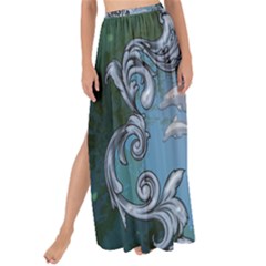 Surfboard With Dolphin Maxi Chiffon Tie-up Sarong by FantasyWorld7