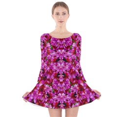 Flowers And Bloom In Sweet And Nice Decorative Style Long Sleeve Velvet Skater Dress by pepitasart