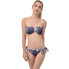 Purple Marble Digital Abstract Twist Bandeau Bikini Set by Pakrebo