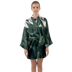 Green Marble Digital Abstract Long Sleeve Kimono Robe by Pakrebo