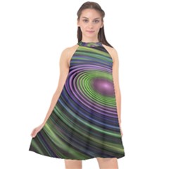 Fractal Pastel Fantasy Colorful Halter Neckline Chiffon Dress 