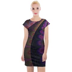 Fractal Colorful Pattern Spiral Cap Sleeve Bodycon Dress by Pakrebo