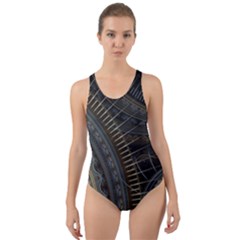 Fractal Spikes Gears Abstract Cut-out Back One Piece Swimsuit by Pakrebo