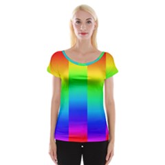 Rainbow Colour Bright Background Cap Sleeve Top