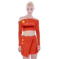 China Flag Off Shoulder Top With Mini Skirt Set by FlagGallery