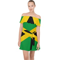 Jamaica Flag Off Shoulder Chiffon Dress by FlagGallery