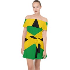 Jamaica Flag Off Shoulder Chiffon Dress by FlagGallery