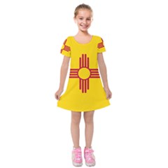 New Mexico Flag Kids  Short Sleeve Velvet Dress by FlagGallery