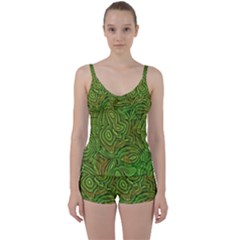 Background Abstract Green Seamless Tie Front Two Piece Tankini by Pakrebo