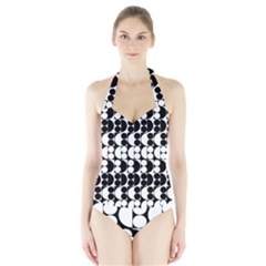 Seamless Pattern Wallpaper Halter Swimsuit by Pakrebo