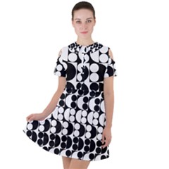 Seamless Pattern Wallpaper Short Sleeve Shoulder Cut Out Dress 