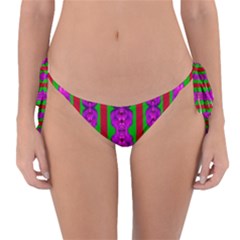 Love For The Fantasy Flowers With Happy Purple And Golden Joy Reversible Bikini Bottom by pepitasart