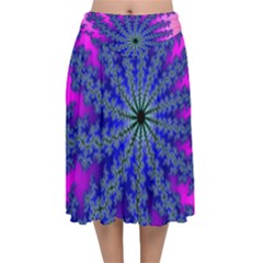 Fractal Abstract Background Digital Velvet Flared Midi Skirt