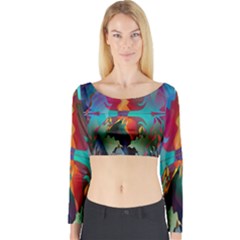 Background Sci Fi Fantasy Colorful Long Sleeve Crop Top by Pakrebo