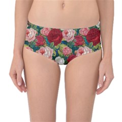 Roses Repeat Floral Bouquet Mid-waist Bikini Bottoms by Pakrebo