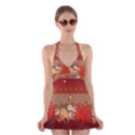 Abstract Flower Halter Dress Swimsuit  View1