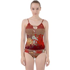 Abstract Flower Cut Out Top Tankini Set by HermanTelo