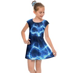 Electricity Blue Brightness Kids  Cap Sleeve Dress by HermanTelo