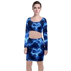 Electricity Blue Brightness Top And Skirt Sets by HermanTelo