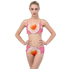 Omelette Heart Pink Valentine Layered Top Bikini Set by Bajindul