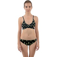 Cactus Black Pattern Wrap Around Bikini Set by snowwhitegirl