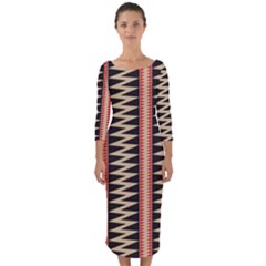 Zigzag Tribal Ethnic Background Quarter Sleeve Midi Bodycon Dress by Pakrebo