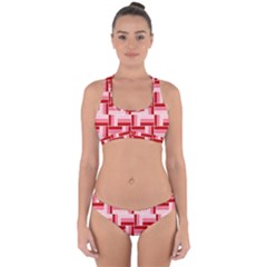 Burgundy Pattern Stripes Cross Back Hipster Bikini Set by Alisyart