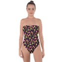 Flowers Roses Brown Tie Back One Piece Swimsuit View1