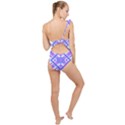 Geometric Plaid Purple Blue Frilly One Shoulder Swimsuit View2