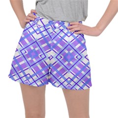 Geometric Plaid Purple Blue Ripstop Shorts by Mariart