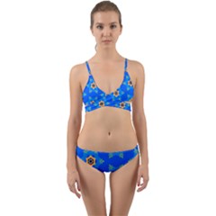 Pattern Backgrounds Blue Star Wrap Around Bikini Set by HermanTelo