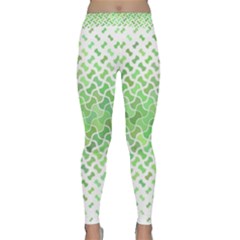 Green Pattern Curved Puzzle Classic Yoga Leggings by HermanTelo