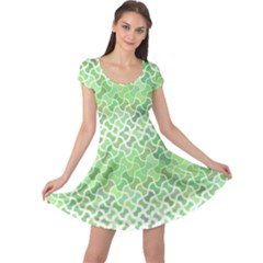 Green Pattern Curved Puzzle Cap Sleeve Dress by HermanTelo