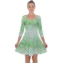 Green Pattern Curved Puzzle Quarter Sleeve Skater Dress by HermanTelo