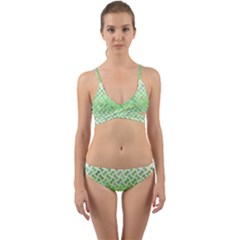 Green Pattern Curved Puzzle Wrap Around Bikini Set by HermanTelo