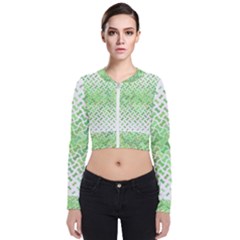 Green Pattern Curved Puzzle Long Sleeve Zip Up Bomber Jacket by HermanTelo