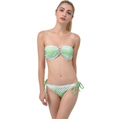Green Pattern Curved Puzzle Twist Bandeau Bikini Set by HermanTelo