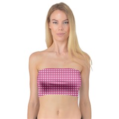 Gingham Plaid Fabric Pattern Pink Bandeau Top by HermanTelo
