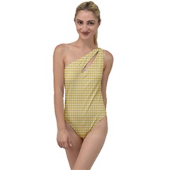 Gingham Plaid Fabric Pattern Yellow To One Side Swimsuit by HermanTelo