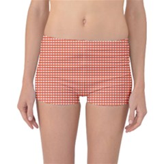 Gingham Plaid Fabric Pattern Red Reversible Boyleg Bikini Bottoms by HermanTelo